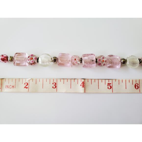 Pink Breast Cancer Awareness Glass Beaded Bracelet - Picture 5 of 6
